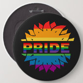 LGBT+Pride-Liebe. Blume mit Regenbogenfarben Button (Vorne & Hinten)