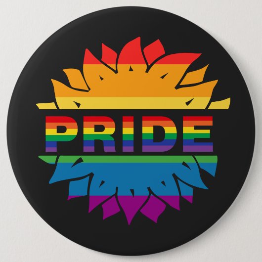 LGBT+Pride-Liebe. Blume mit Regenbogenfarben Button (Vorderseite)