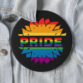 LGBT+Pride-Liebe. Blume mit Regenbogenfarben Button (Beispiel)