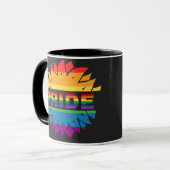 LGBT+Pride Liebe. Blume Regenbogen Tasse Kaffee (Vorderseite Links)