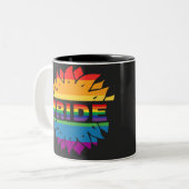 LGBT+Pride Liebe. Blume Regenbogen Tasse Kaffee (Vorderseite Links)