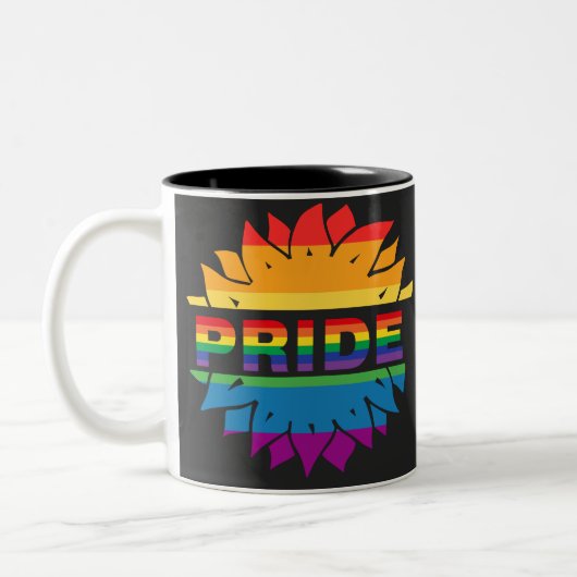 LGBT+Pride Liebe. Blume Regenbogen Tasse Kaffee (Links)