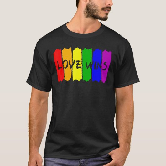 LGbt Pride Liebe gewinnt Rainbow Support Gay Lesbi T-Shirt (Vorderseite)