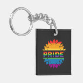 LGBT+Pride Liebe Regenbogen Blume Schaltfläche Fla Schlüsselanhänger (Vorderseite links)