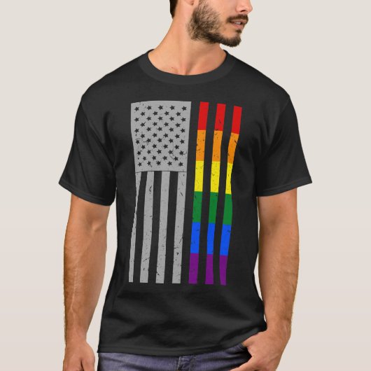 LGBT Pride Monat Amerikanische Flag-Regenbogenfarb T-Shirt (Vorderseite)