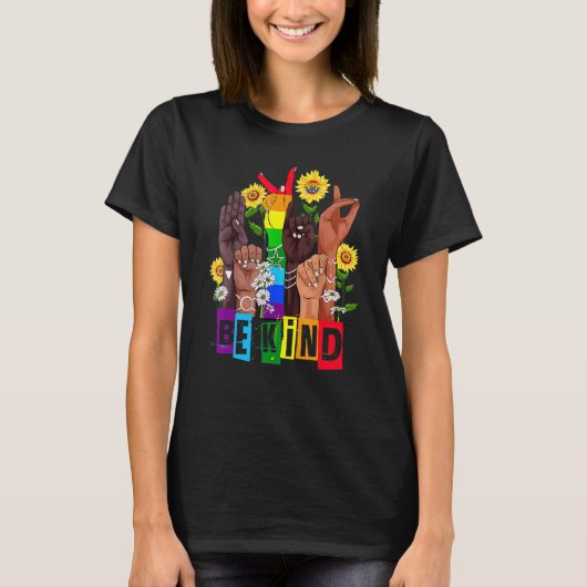 LGbt Pride Month Hand Sonnenblumen mit freundliche T-Shirt (Vorderseite)