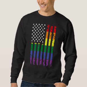 LGbt Pride Month US American Flag Retro LGbt Aware Sweatshirt