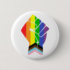 LGBT Pride (Progress) Flag mit erhöhter Faust Button
