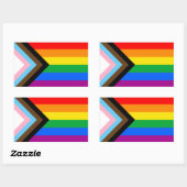 LGBT PRIDE (Progress Pride) Rechteckiger Aufkleber (Blatt)