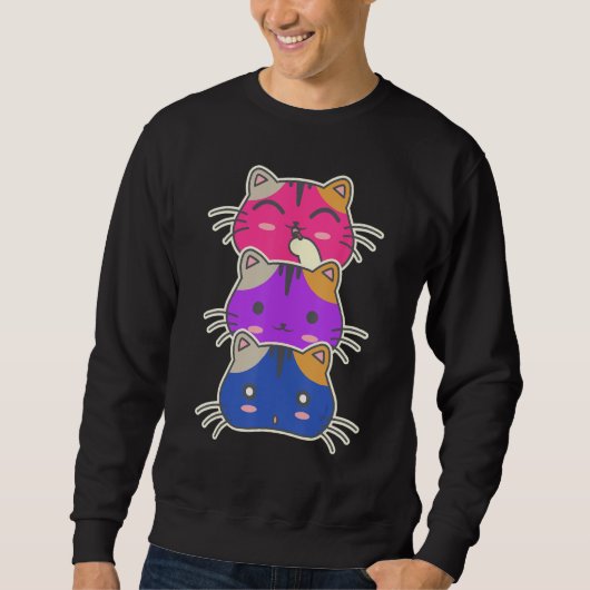 LGBT Pride Rainbow Bisexual Support Cat Sweatshirt (Vorderseite)