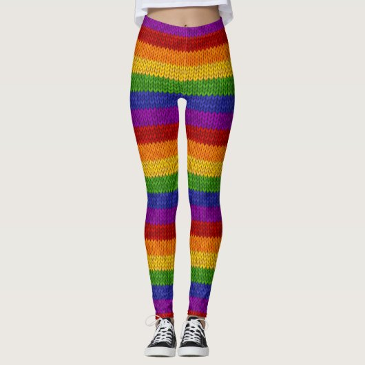 LGBT Pride Rainbow Color Knittern Muster Leggings (Vorderseite)