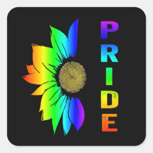 LGBT Pride Rainbow Flag Blume Sonnenblume Quadratischer Aufkleber