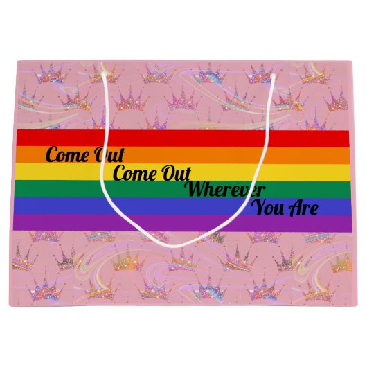 LGBT Pride Rainbow Flag Glam Chic Glitzer Crown Große Geschenktüte (Vorderseite)