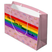 LGBT Pride Rainbow Flag Glam Chic Glitzer Crown Große Geschenktüte (Rückseite Schrägansicht)
