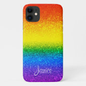 LGBT Pride Rainbow Glitzer Stripname Case-Mate iPhone Hülle (Rückseite)