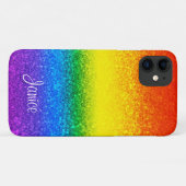 LGBT Pride Rainbow Glitzer Stripname Case-Mate iPhone Hülle (Rückseite (Horizontal))
