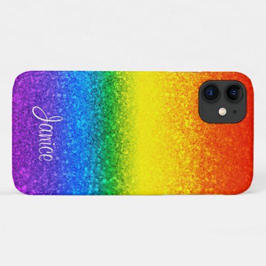 LGBT Pride Rainbow Glitzer Stripname Case-Mate iPhone Hülle (Rückseite (Horizontal))