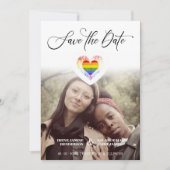 LGBT Pride Rainbow Heart Lesbian Gay Photo Save The Date (Vorderseite)