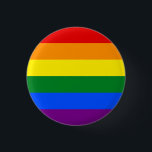LGBT-Pride-Regenbogen-Streifen Button<br><div class="desc">Tragen Sie diesen LGBT-Button,  um Ihre Unterstützung zu zeigen. Das schlichte,  mit Regenbogen gestreifte Design umfasst Rot-,  Orange-,  Gelb-,  Grün-,  Blau- und lila-Farbtöne. Zeige deinen Stolz!</div>