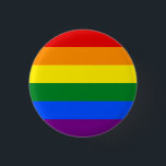LGBT-Pride-Regenbogen-Streifen Button<br><div class="desc">Tragen Sie diesen LGBT-Button,  um Ihre Unterstützung zu zeigen. Das schlichte,  mit Regenbogen gestreifte Design umfasst Rot-,  Orange-,  Gelb-,  Grün-,  Blau- und lila-Farbtöne. Zeige deinen Stolz!</div>