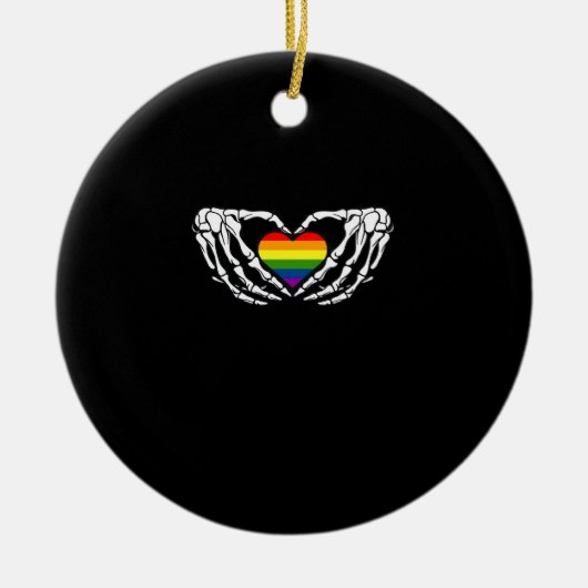 Lgbt Pride Skeleton Halloween Goth Heart Classic Keramik Ornament (Vorne)
