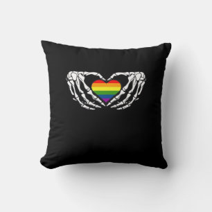 Lgbt Pride Skeleton Halloween Goth Heart Classic Kissen