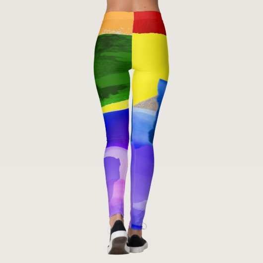 LGBT Pride Watercolor Pinselstriche Regenbogen Leggings (Rückseite)