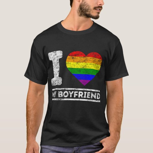 LGBT Prix I Liebe Mein Freund Rainbow Support Fam T-Shirt (Vorderseite)