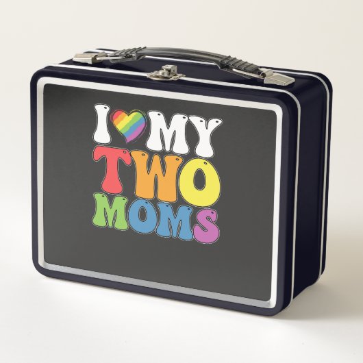 LGBT Prix I Liebe meine zwei Mamas Gay Lesbian Sup Metall Brotdose (Vorderseite)