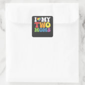 LGBT Prix I Liebe meine zwei Mamas Gay Lesbian Sup Quadratischer Aufkleber (Tasche)