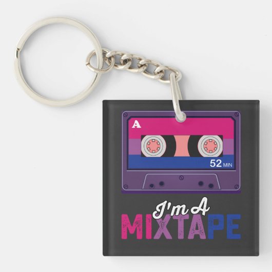 LGBT Prix in a Mixtape Cassette Bi Schlüsselanhänger (Vorderseite)