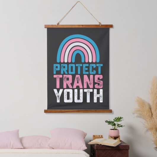 LGBT Prix Schützen Trans Transgender-Jugendkids Wandteppich Mit Holzrahmen (Schlafzimmer)