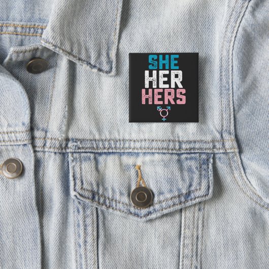LGBT Prix sie ihre Trans Transgender Pronouns Button (Beispiel)