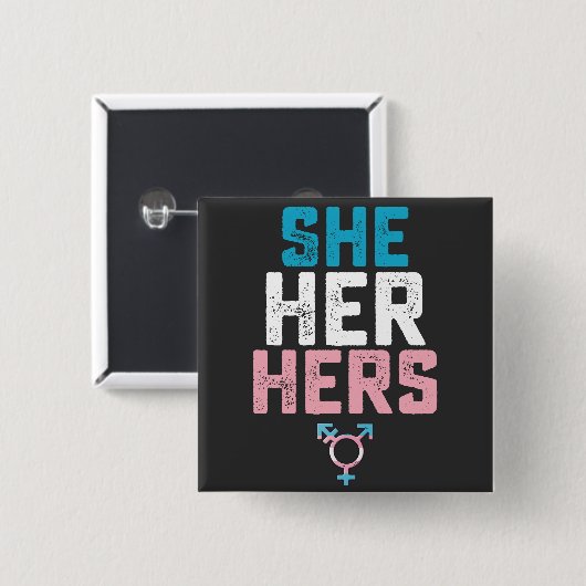 LGBT Prix sie ihre Trans Transgender Pronouns Button (Vorne & Hinten)