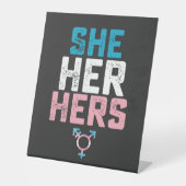 LGBT Prix sie ihre Trans Transgender Pronouns Sockelschild (Vorderseite)