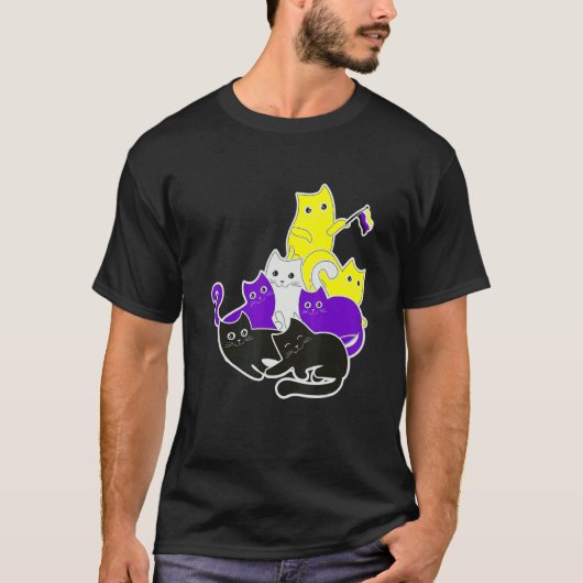 LGBT Prix Social Movement Non Binary Cat Flag T-Shirt (Vorderseite)