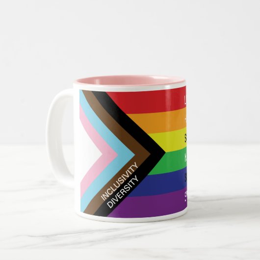 LGBT Progress Pride Rainbow-Flag mit benutzerdefin Zweifarbige Tasse (Vorderseite Links)