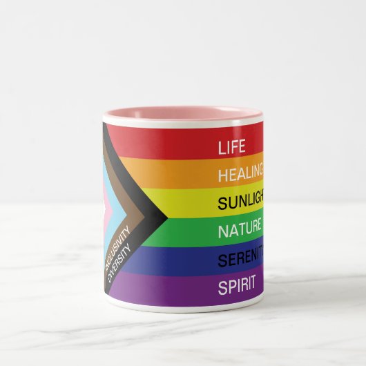 LGBT Progress Pride Rainbow-Flag mit benutzerdefin Zweifarbige Tasse (Mittel)