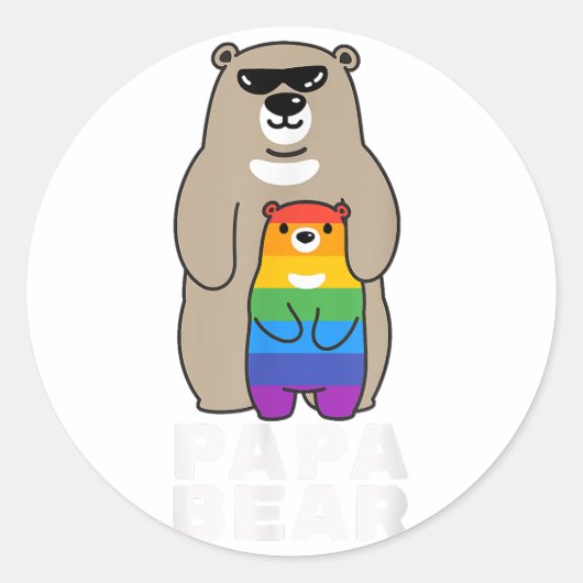 LGBT Proud Papa Bear Vater LGBT Pride Gay Runder Aufkleber (Vorderseite)