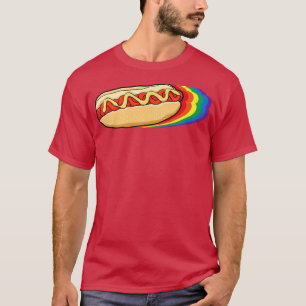 LGBT-Q Gay Pride Proud Ally Rainbow Color Hotdog L T-Shirt