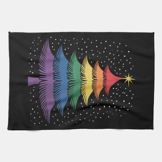 LGBT-Q Pride Christmas Tree Pajama Rainbow Flag Geschirrtuch (Horizontal)