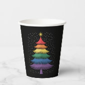 LGBT-Q Pride Christmas Tree Pajama Rainbow Flag Pappbecher (Vorderseite)