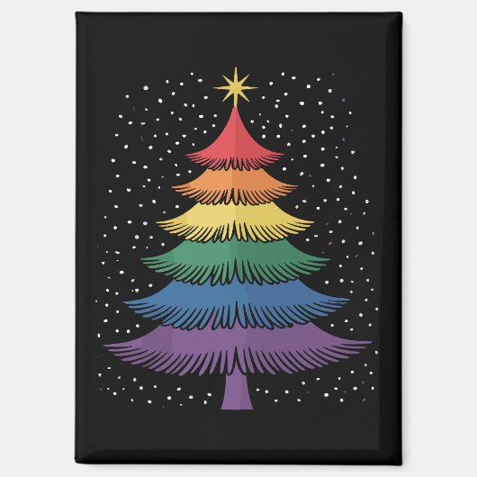 LGBT-Q Pride-Weihnachtsbaum-Pyjama-Regenbogenflagg Magnet (Vorderseite)