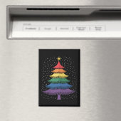 LGBT-Q Pride-Weihnachtsbaum-Pyjama-Regenbogenflagg Magnet (In Situ (Geschirrspüler))