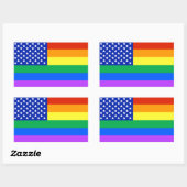LGBT Rainbow American Flag Rechteckiger Aufkleber (Blatt)