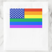 LGBT Rainbow American Flag Rechteckiger Aufkleber (Tasche)