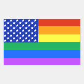LGBT Rainbow American Flag Rechteckiger Aufkleber (Vorderseite)