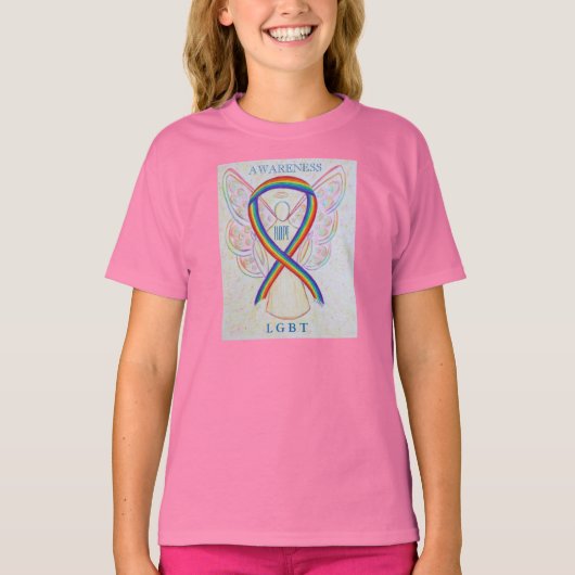 LGBT Rainbow Awareness Ribbon Angel Custom Shirt (Vorderseite)