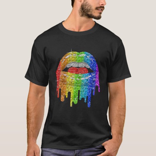 LGBT Rainbow Bling LGBT Lips Pride Gay Bisexual Le T-Shirt (Vorderseite)
