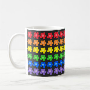 LGBT Rainbow-Blume Gay Pride-Design auf schwarzen Kaffeetasse